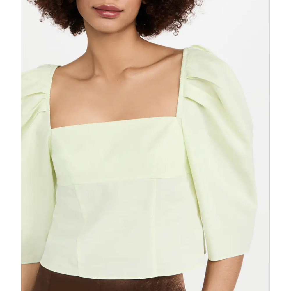 NEW Vince Draped Square Neck Top in Honeydew